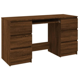 Writing Desk Brown Oak 140x50x77 cm Engineered Wood - thumbnail 3