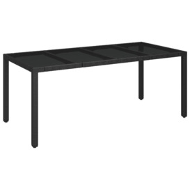 Garden Table with Glass Top Black 190x90x75 cm Poly Rattan - thumbnail 3