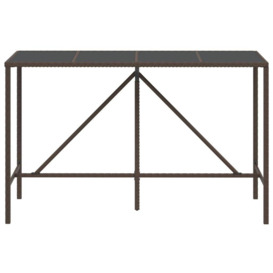 Bar Table with Glass Top Brown 180x70x110 cm Poly Rattan - thumbnail 3