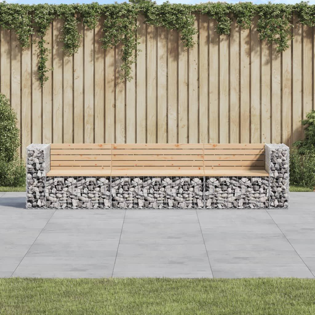 Garden Bench Gabion Design 287x71x65.5 cm Solid Wood Pine - image 1
