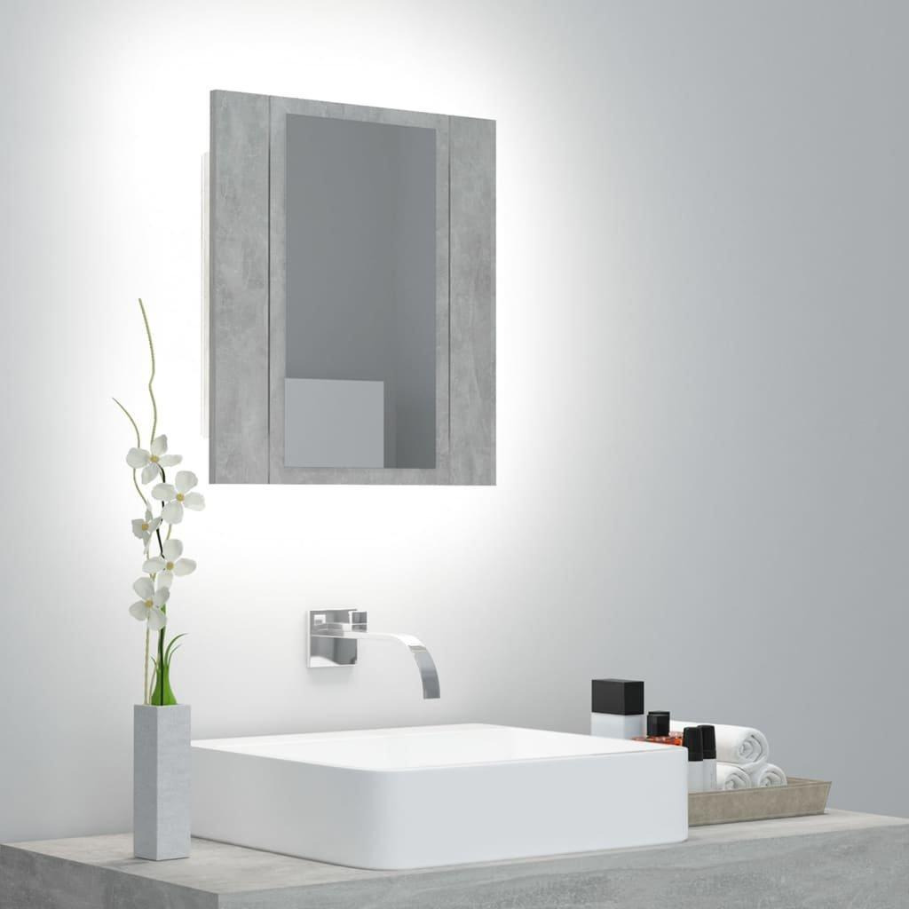 LED Bathroom Mirror Cabinet Concrete Grey 40x12x45 cm - image 1