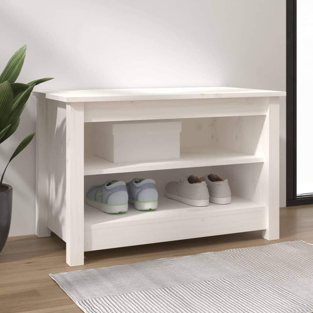 Shoe Bench White 70x38x45.5 cm Solid Wood Pine - image 1