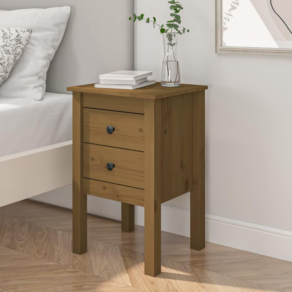Bedside Cabinet Honey Brown 40x35x61.5 cm Solid Wood Pine - image 1