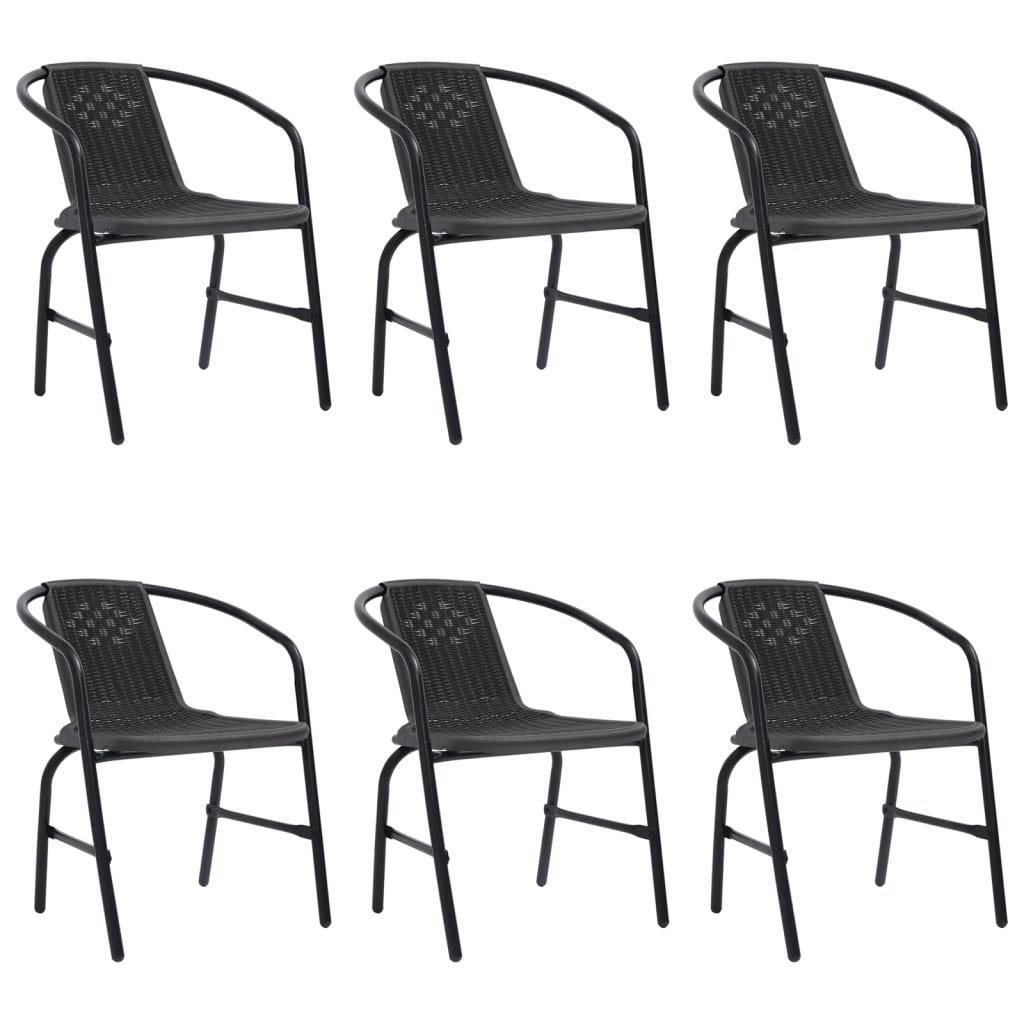 Garden Chairs 6 pcs Plastic Rattan and Steel 110 kg - image 1
