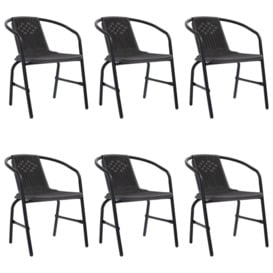 Garden Chairs 6 pcs Plastic Rattan and Steel 110 kg - thumbnail 1