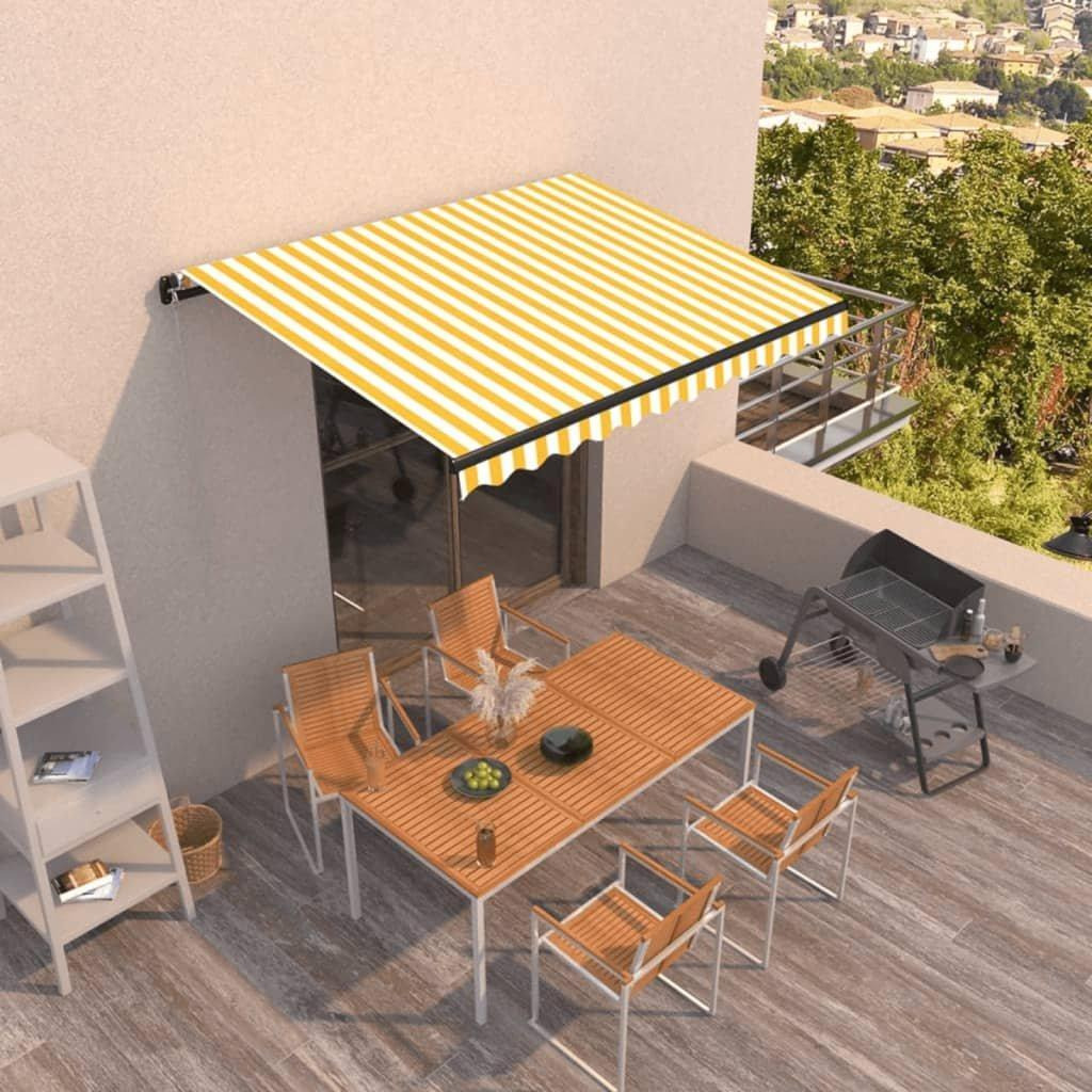 Manual Retractable Awning 350x250 cm Yellow and White - image 1