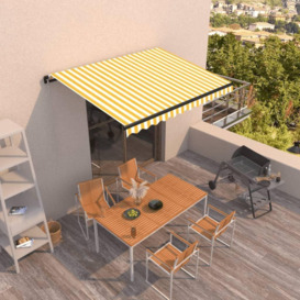 Manual Retractable Awning 350x250 cm Yellow and White - thumbnail 1
