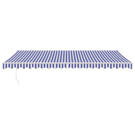 Retractable Awning Blue and White 5x3 m Fabric and Aluminium - thumbnail 3