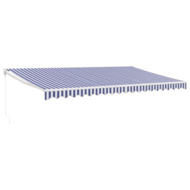 Retractable Awning Blue and White 5x3 m Fabric and Aluminium - thumbnail 2