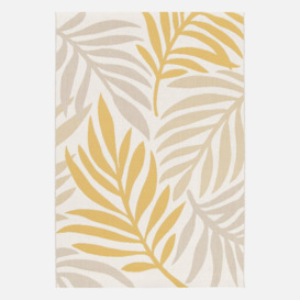 Indoor/outdoor Rug With Beige And Mustard Plant Pattern Recycled Poly