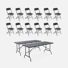 Pair Of Folding Plastic Reception Tables With 12 Chairs