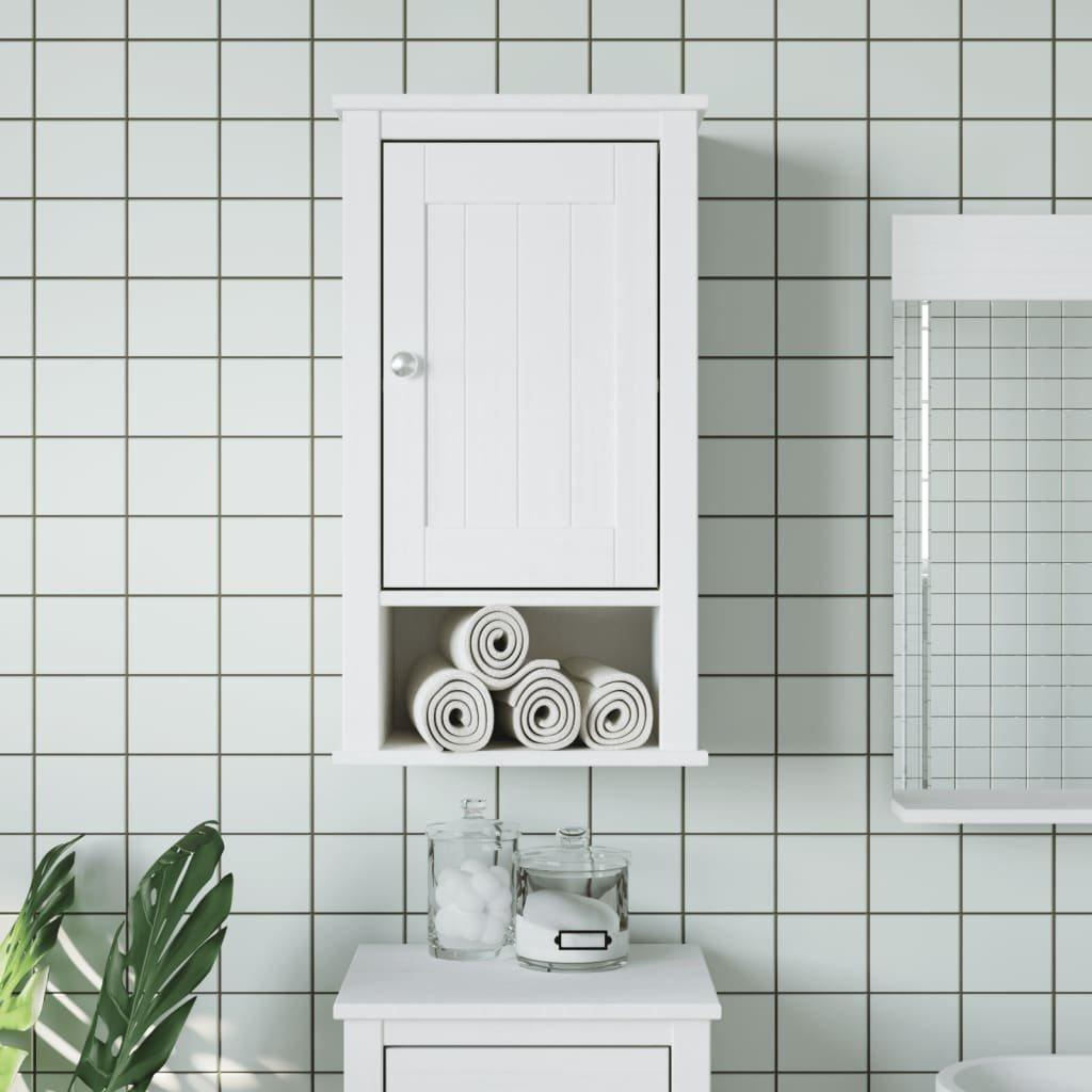 Bathroom Wall Cabinet BERG White 40x27x71.5 cm Solid Wood Pine - image 1