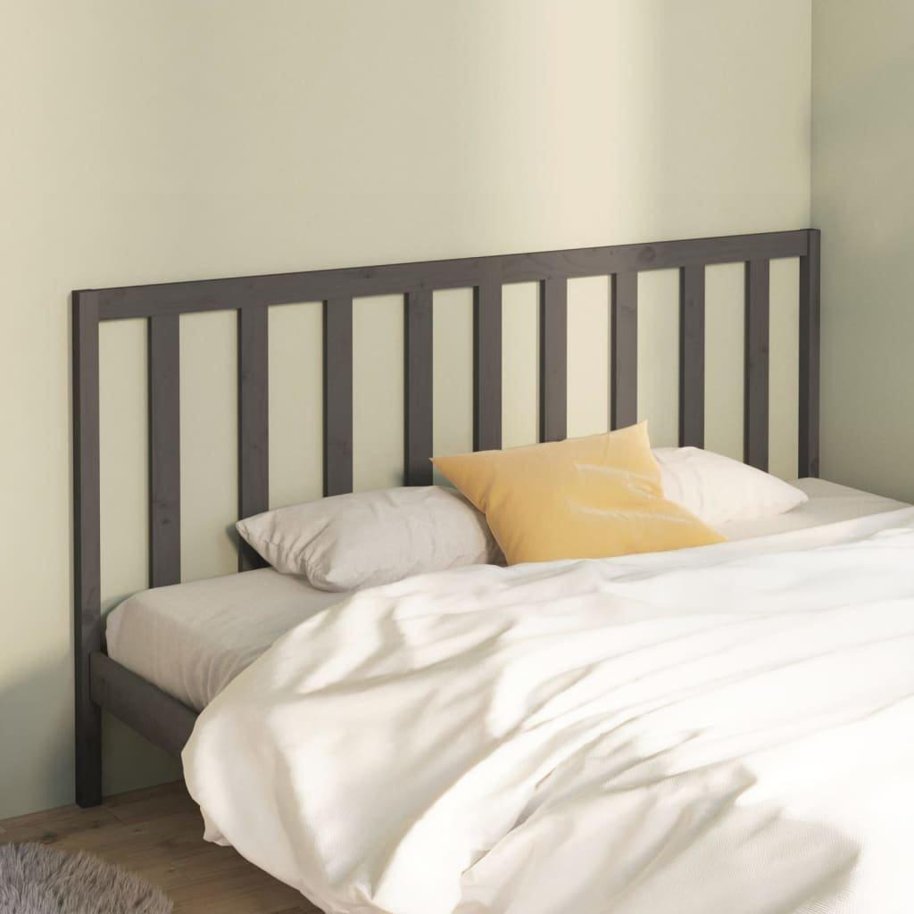 Bed Headboard Grey 206x4x100 cm Solid Wood Pine - image 1