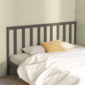 Bed Headboard Grey 206x4x100 cm Solid Wood Pine - thumbnail 1
