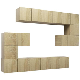 10 Piece TV Cabinet Set Sonoma Oak Engineered Wood - thumbnail 2