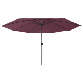 Outdoor Parasol with LED Lights and Metal Pole 400 cm Bordeaux Red
