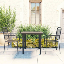 3 Piece Garden Dining Set Black Glass and Steel - thumbnail 1
