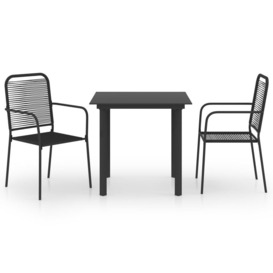 3 Piece Garden Dining Set Black Glass and Steel - thumbnail 3