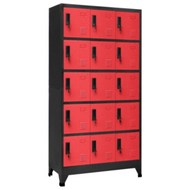 Locker Cabinet Anthracite and Red 90x40x180 cm Steel - thumbnail 1