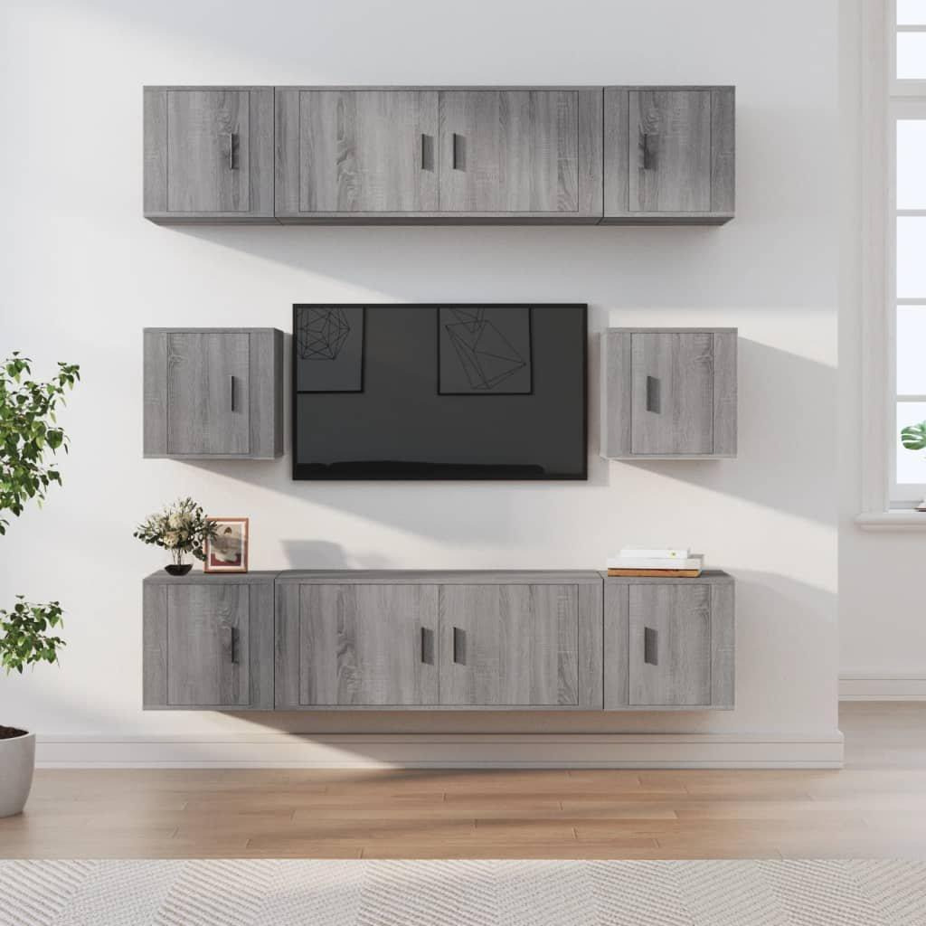 8 Piece TV Cabinet Set Grey Sonoma Engineered Wood - image 1