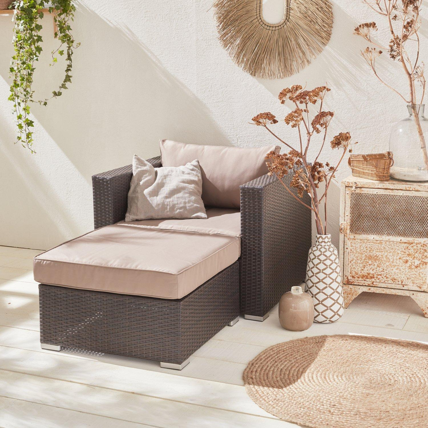 Additional Armchair And Footstool Premium Polyrattan Garden Sofa - image 1