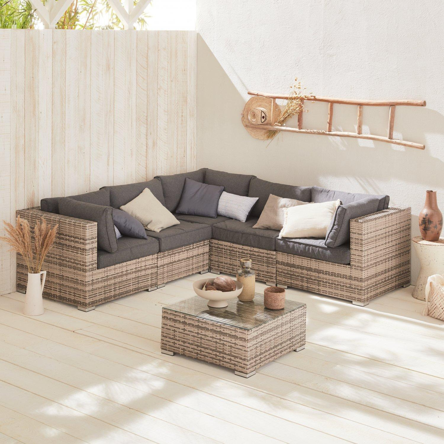 5-seater Premium Polyrattan Corner Garden Sofa Set - image 1