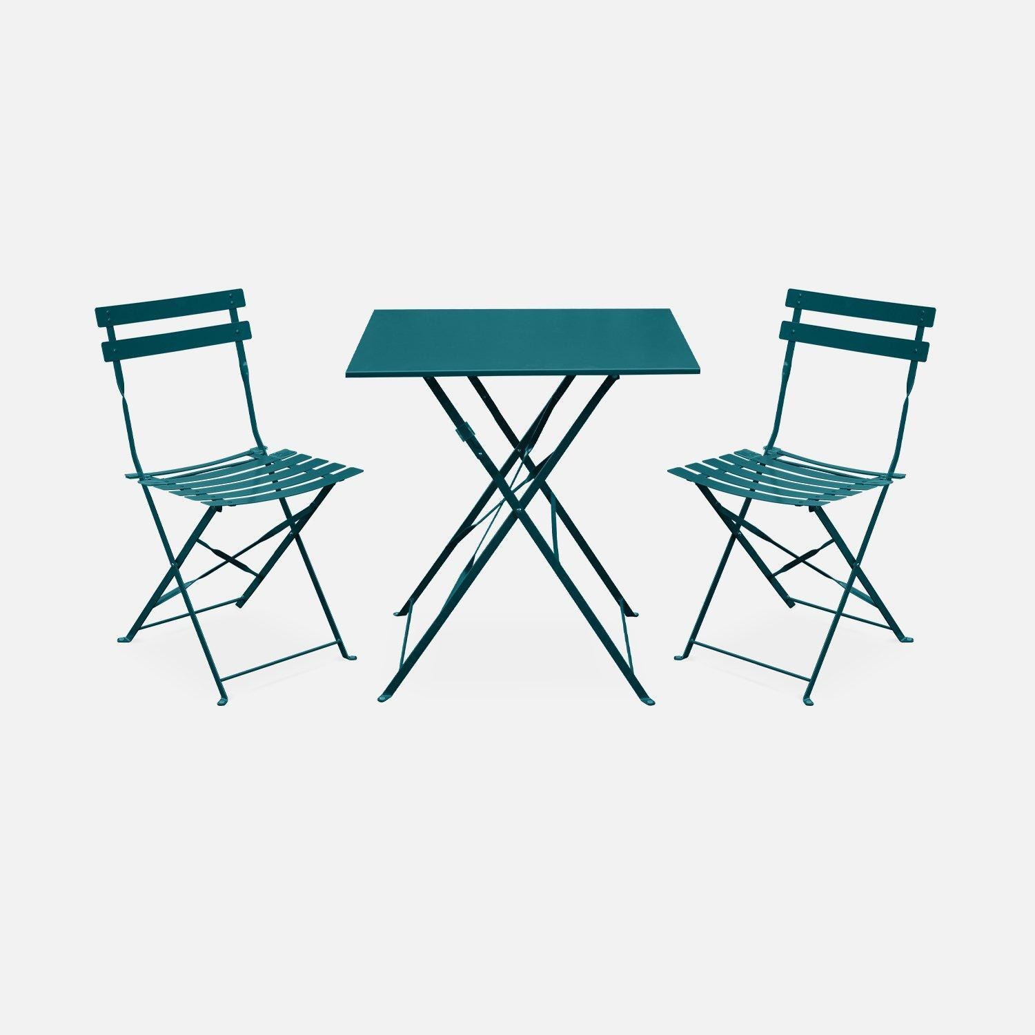2-seater Foldable Thermo-lacquered Steel Bistro Garden Table Set - image 1