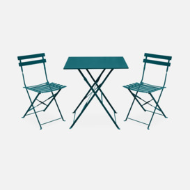 2-seater Foldable Thermo-lacquered Steel Bistro Garden Table Set - thumbnail 1