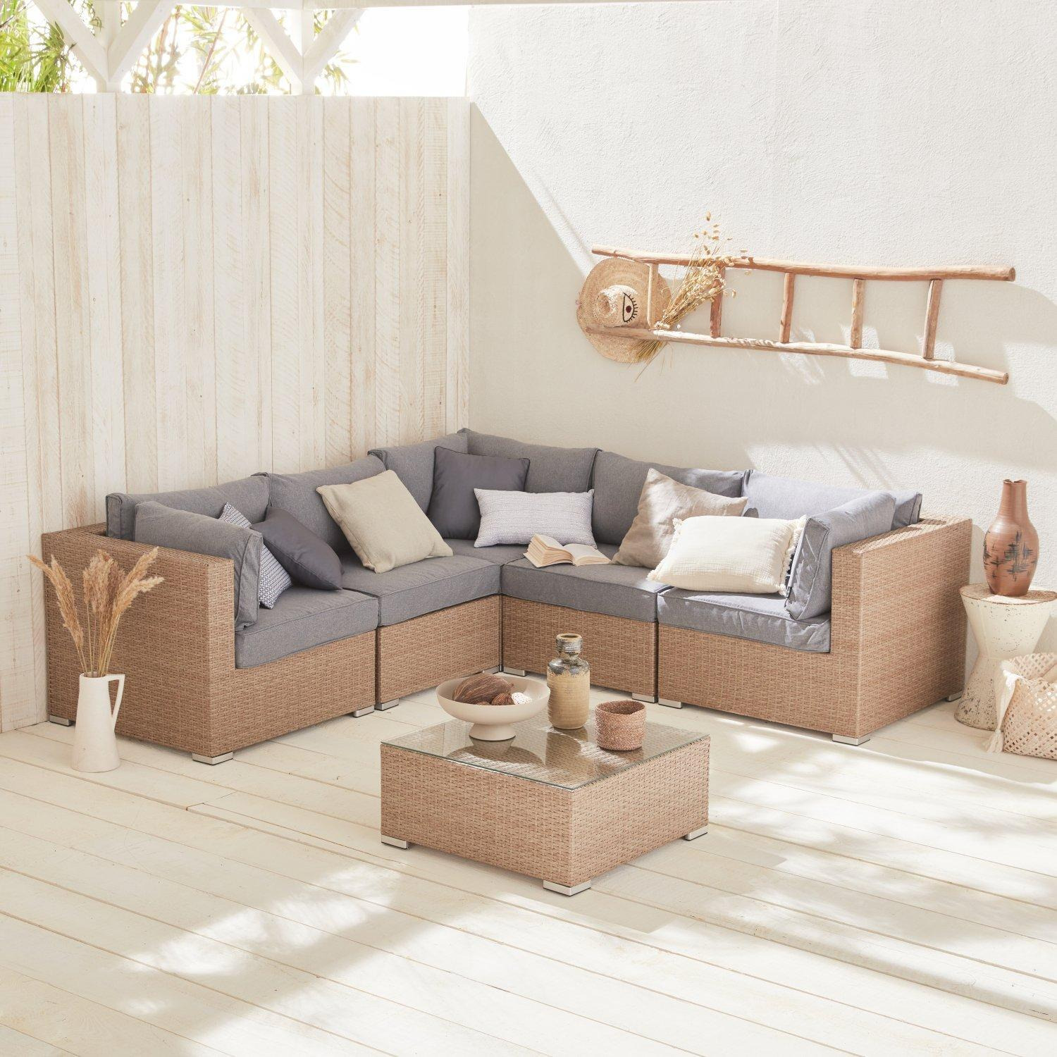 5-seater Premium Polyrattan Corner Garden Sofa Set - image 1