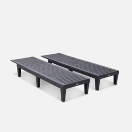 Pair Of Plastic Loungers With Textured Wood Effect - thumbnail 2