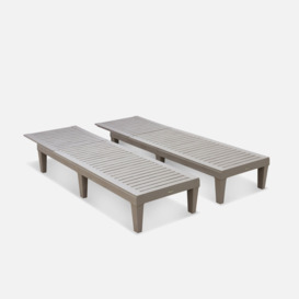 Pair Of Plastic Loungers With Textured Wood Effect - thumbnail 3