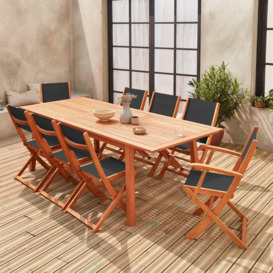 8-seater Extendable Wooden Garden Table Set With Chairs - thumbnail 2