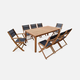 8-seater Extendable Wooden Garden Table Set With Chairs - thumbnail 3