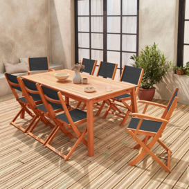 8-seater Extendable Wooden Garden Table Set With Chairs - thumbnail 1