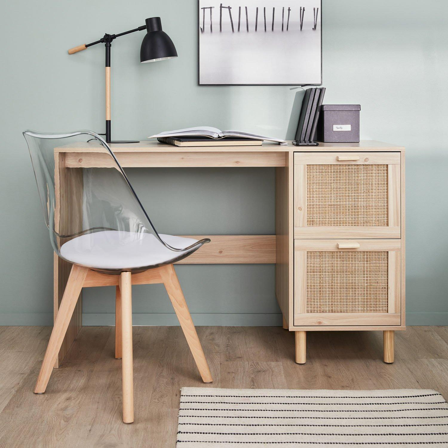 Woven Rattan Desk With 2 Drawers - image 1