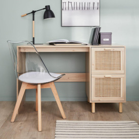 Woven Rattan Desk With 2 Drawers - thumbnail 1