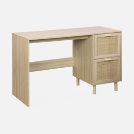 Woven Rattan Desk With 2 Drawers - thumbnail 3