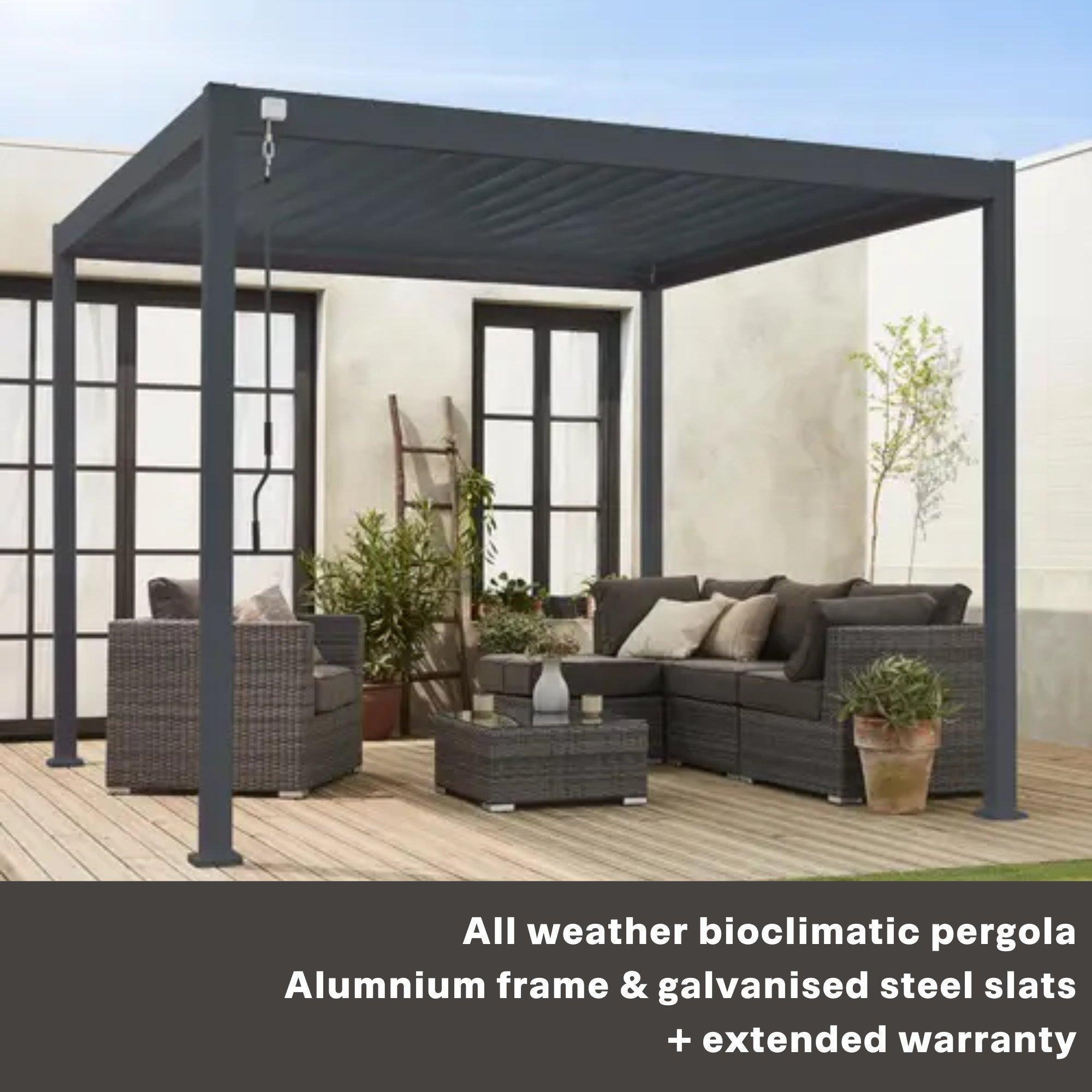 3x4m Louvered Aluminium Pergola Adjustable Roof Slats - image 1