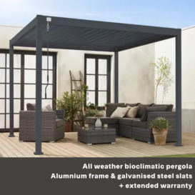 3x4m Louvered Aluminium Pergola Adjustable Roof Slats - thumbnail 1