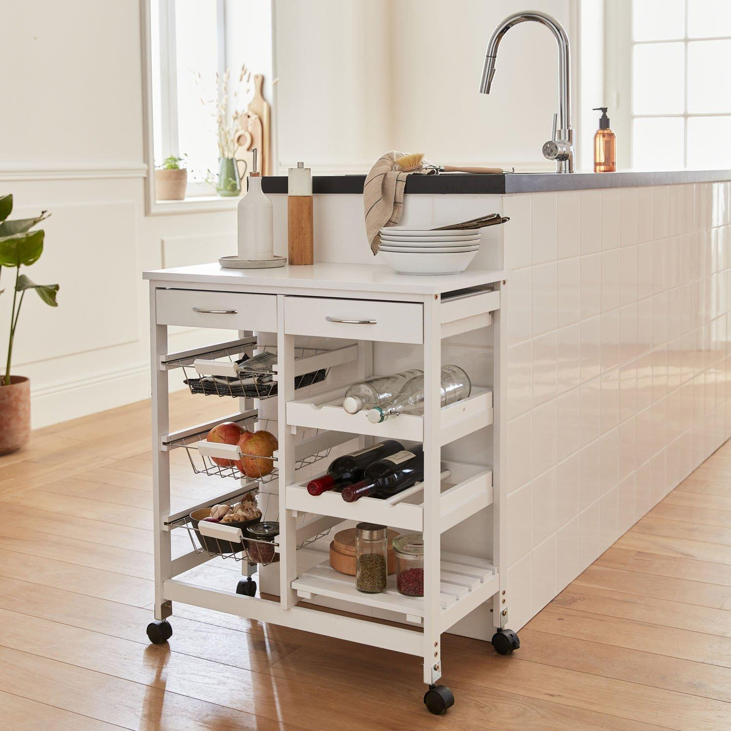 Wood-effect Kitchen Cart With Wheels - image 1