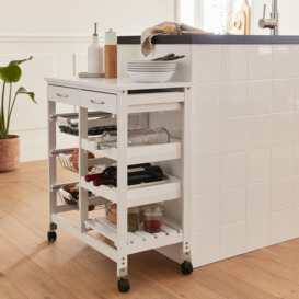 Wood-effect Kitchen Cart With Wheels - thumbnail 2
