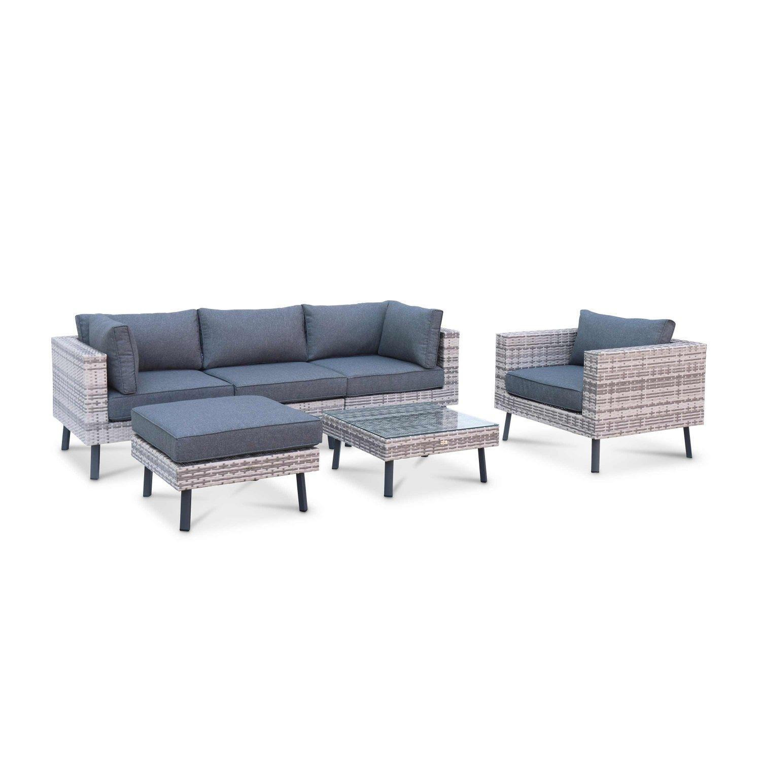 5-seater Elevated Polyrattan Garden Sofa Set With Stylish Legs - image 1