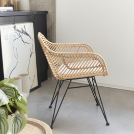 Rattan Dining Armchair With Removable Cushion - thumbnail 2