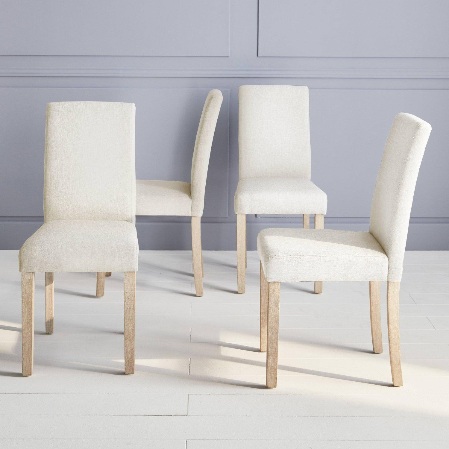 Set Of 4 Fabric Dining Chairs With Wooden Legs - image 1