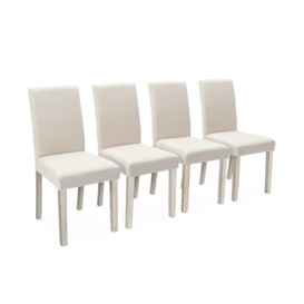 Set Of 4 Fabric Dining Chairs With Wooden Legs - thumbnail 2