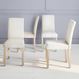 Set Of 4 Fabric Dining Chairs With Wooden Legs