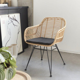 Rattan Dining Armchair With Removable Cushion - thumbnail 1