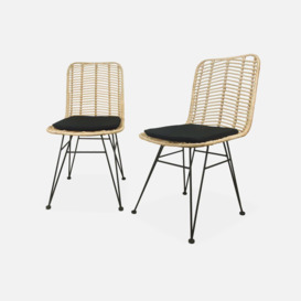 Pair Of High-backed Rattan Dining Chairs - thumbnail 3