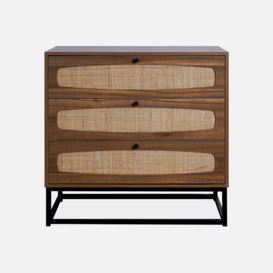 Wood And Cane Chest Of Drawers 3 Drawers - thumbnail 2