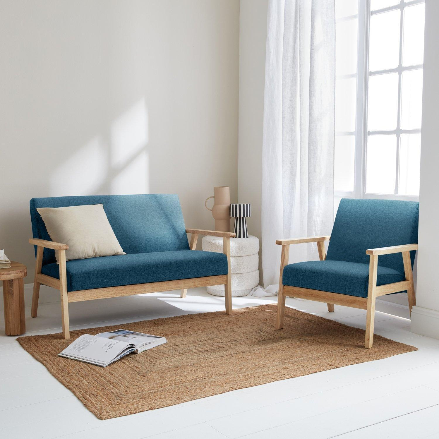 Armchair And 2-seater Sofa In Hevea Wood - image 1